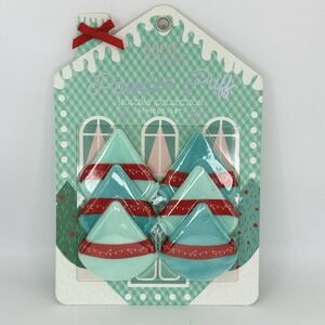 Arete & Athene Holiday Powder Puff Set 6pc Makeup Applicators Velour TriangleNew